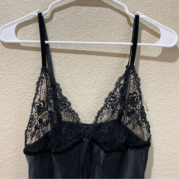 MISS NAORY of Italy Black Silk Blend Beaded Lingerie Slip US Size Small - Picture 3 of 7